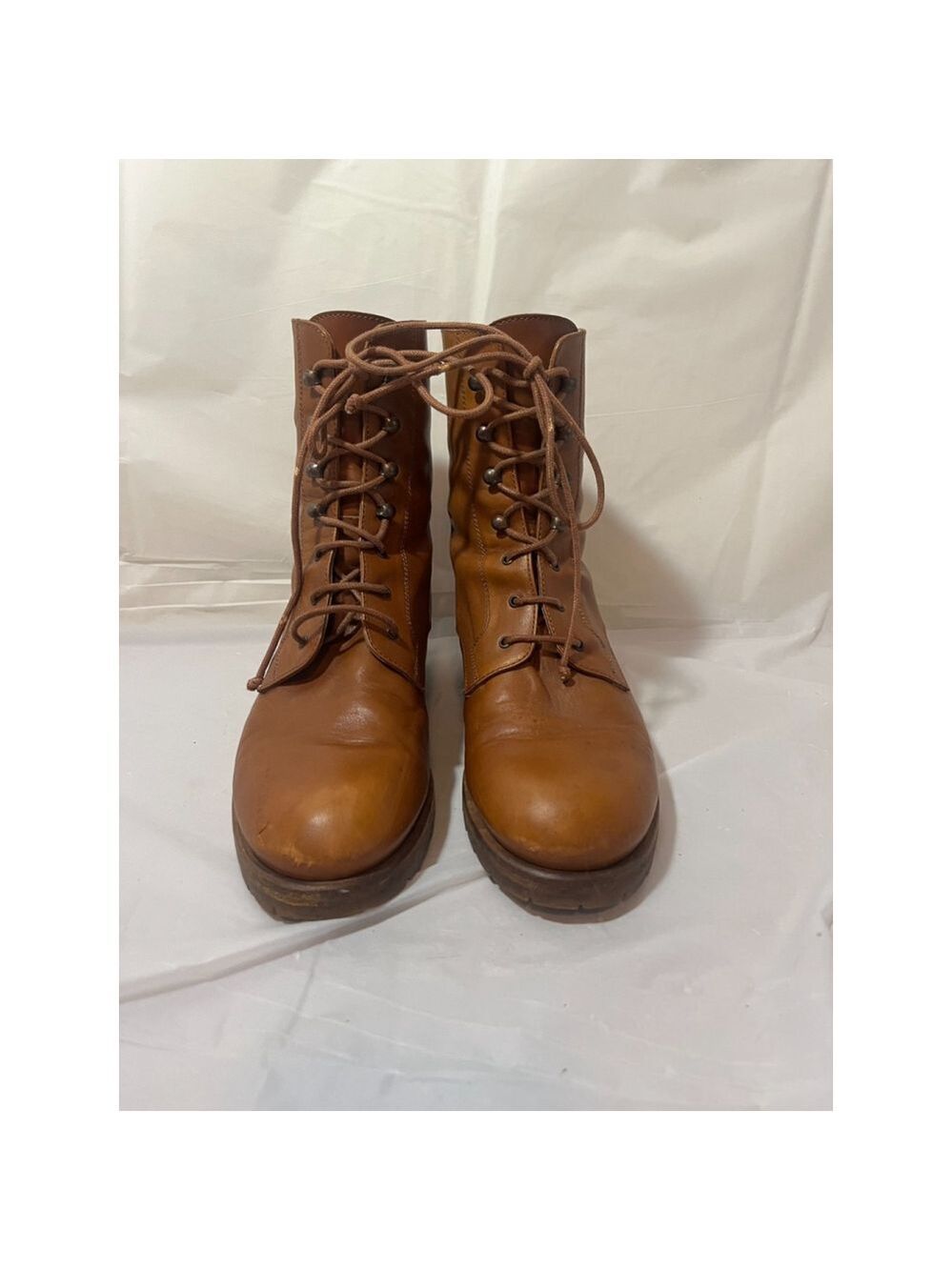 Vintage Jenny B Womens Boot Tan Leather Chukka Combat Ankle Boot Italy